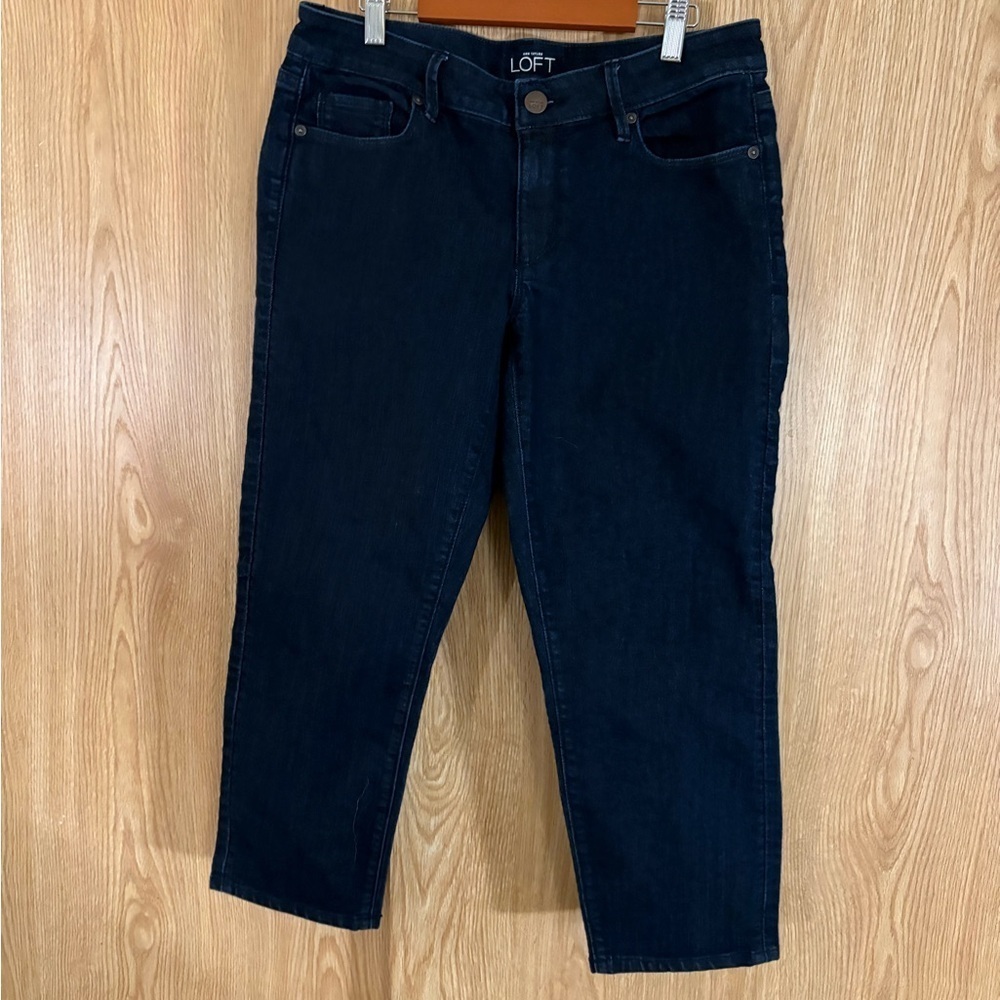 LOFT Dark Blue Curvy Ankle Cropped Jeans